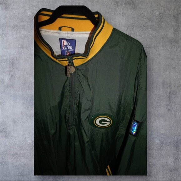Vintage Green Bay Packers Pro Layer Windbreaker Jacket XXG Korea NFL Half Zip - Picture 3 of 11